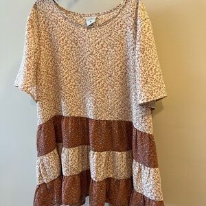 Paper Crane Cream and Brown Floral Top Size M